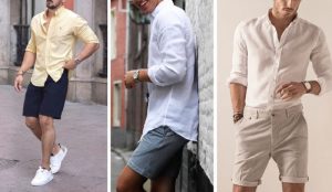 quần short phối với áo sơ mi