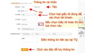 Nhập Thông Tin Cá Nhân Người Đăng Ký Khi Tạo Tài Khoản