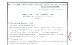 Giấy phép xử lý các chất thải gây nguy hại
