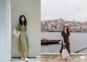 Phối váy đầm với túi tote 