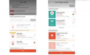 chọn voucher thanh toán