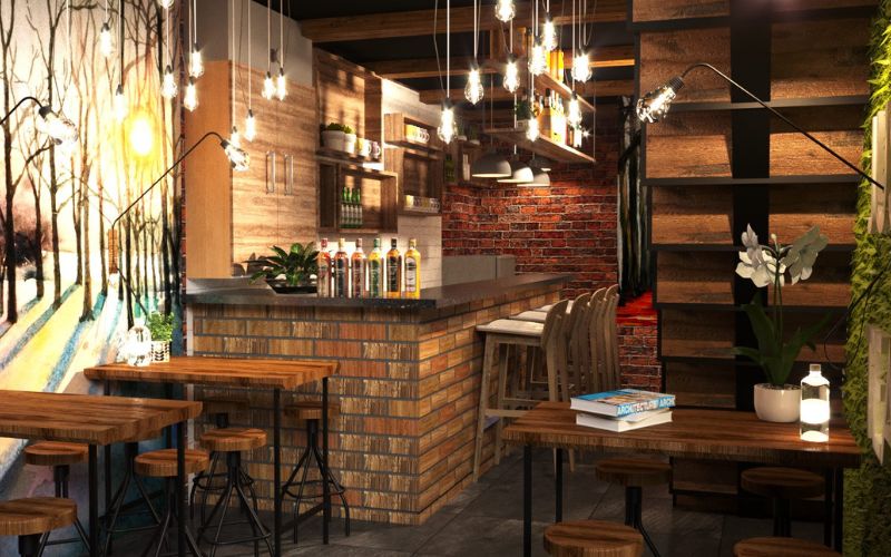 chi phí thiết kế - thi công không gian quán cafe